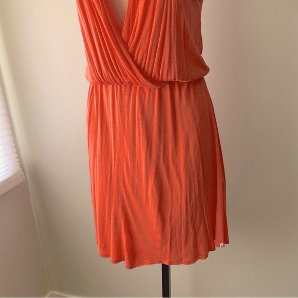 Volcom True To This Deep V Plunge Coral Midi Dress Embroidered Size Medium - Picture 5 of 8